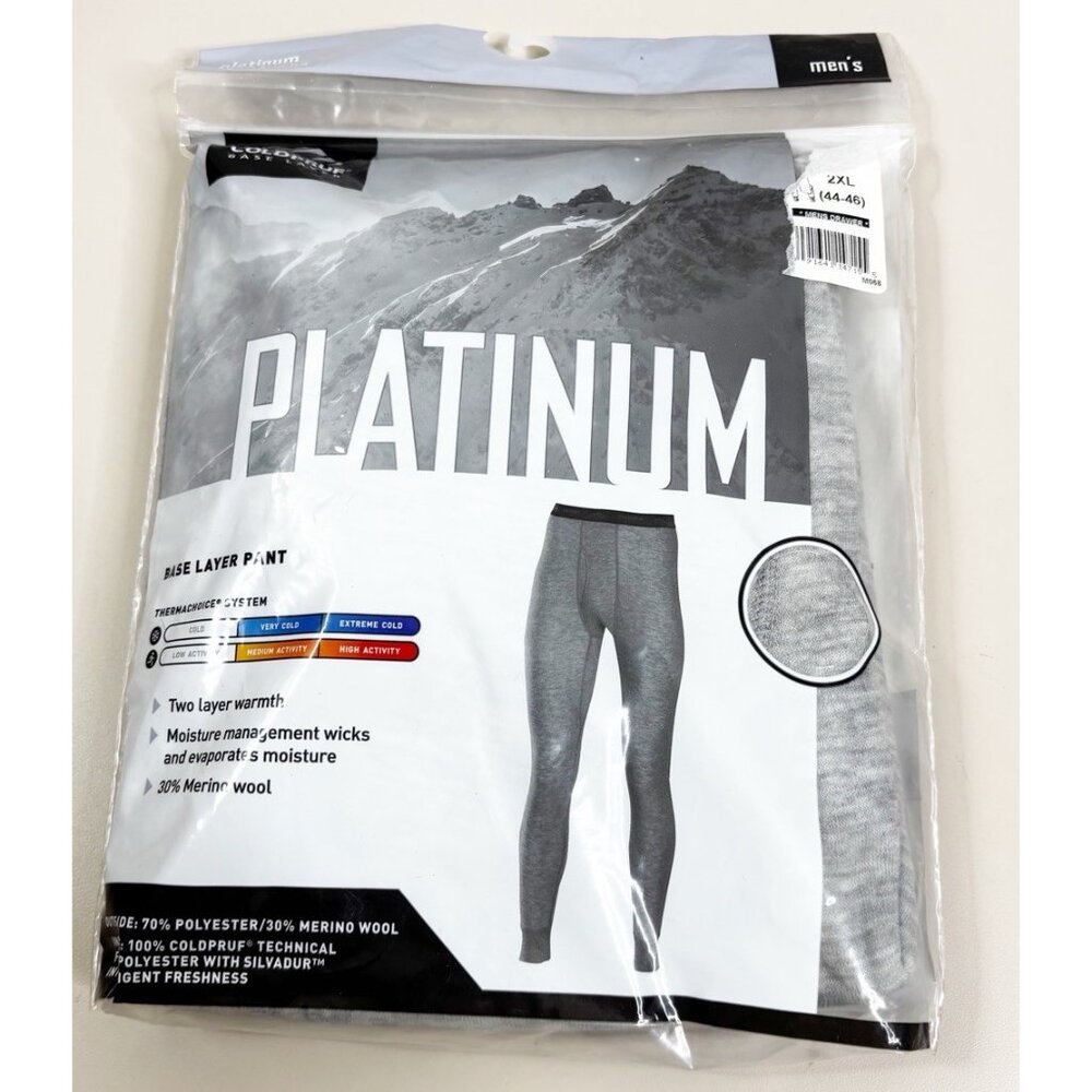 Coldpruf Men 2XL Platinum Dual Layer Wool Blend Base Layer Bottoms Pants New